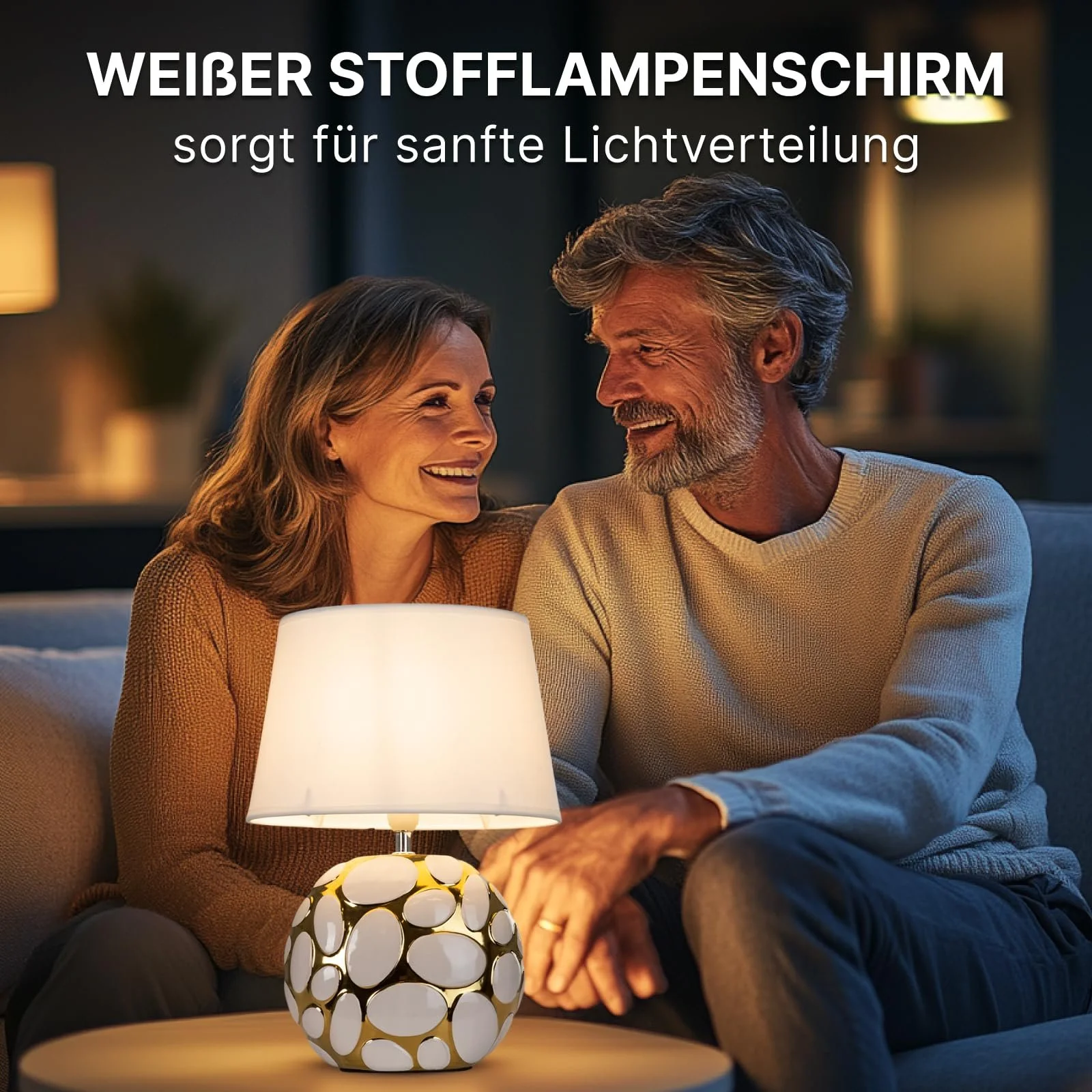 Настільна лампа ARTE LAMP Poppy LED з текстильним абажуром Хром/Білий, фото №7