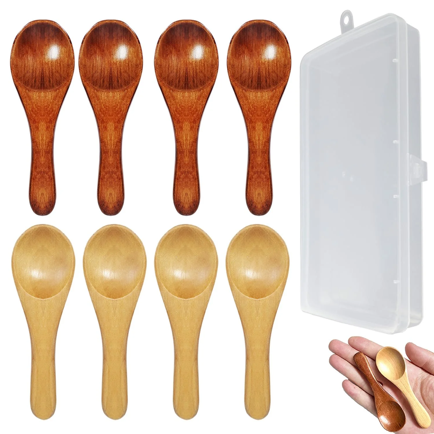 Ложка Дерев'яна ZFKXGS для Меду Набір з 8 штук 9.5 x 3.3 см Бежевий/Темно-коричневий, фото №1