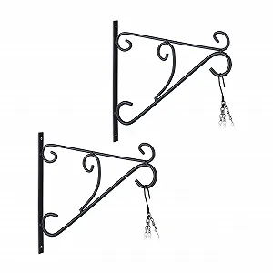 Держатели для подвесных корзин Relaxdays набор 2 шт. 28 x 30 x 2 см Железо Черный - Фото 1