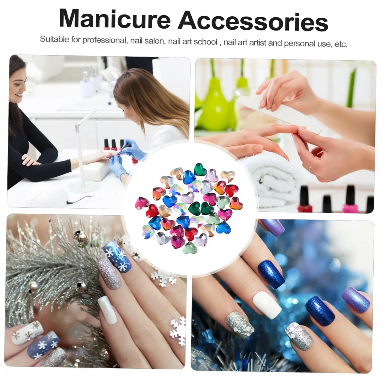 Украшения для ногтей в форме сердца Healeved 150 шт. Стразы для маникюра Блестящие стразы для творческого дизайна ногтей для особых случаев и личного дизайна, фото №2