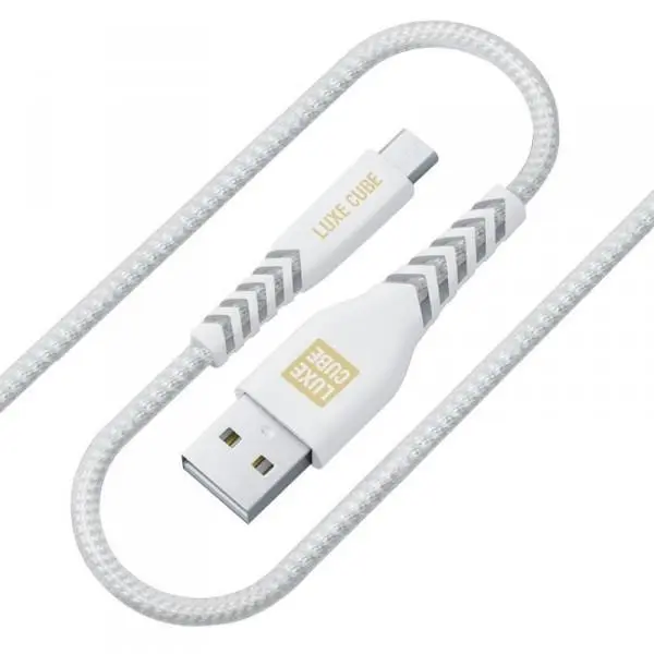 Кабель Luxe Cube Kevlar USB-microUSB 1.2м, белый 8886668686266, фото №1