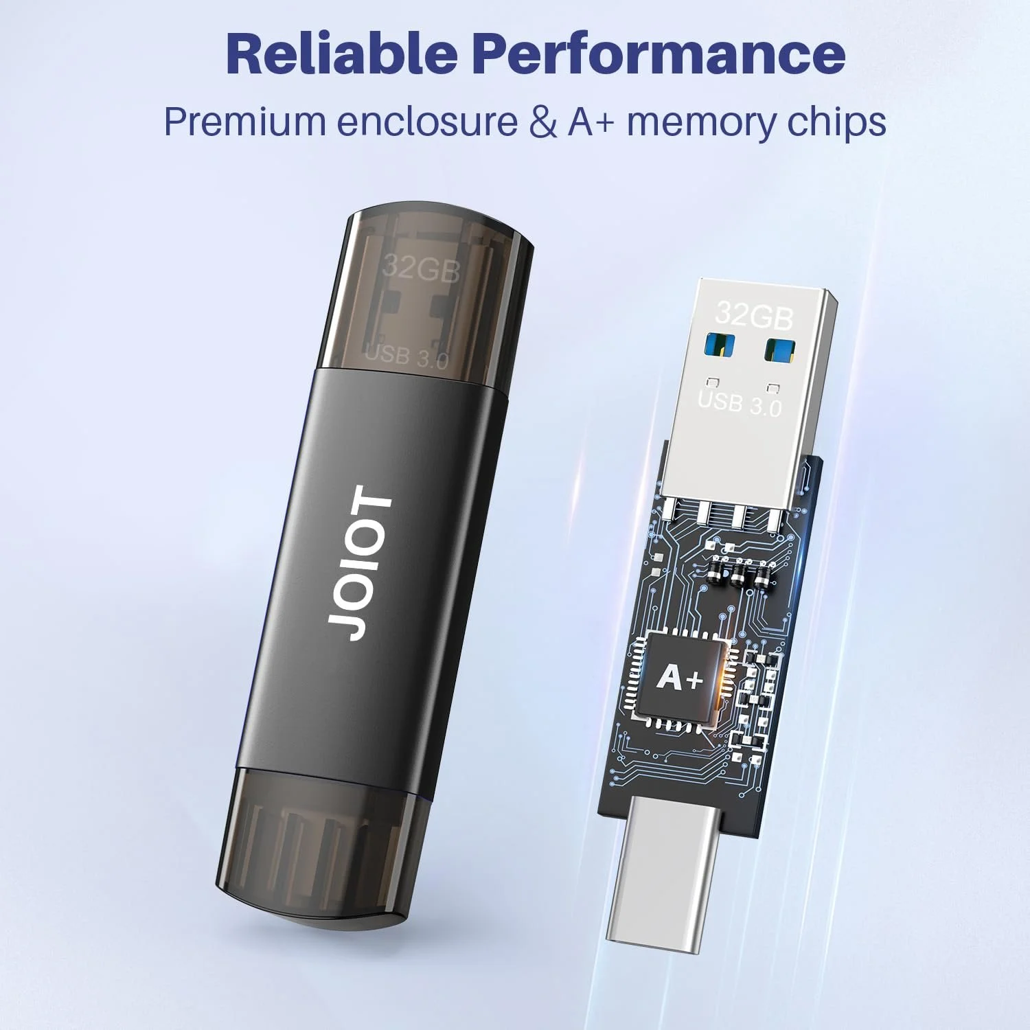 USB-накопичувач JOIOT 2-в-1 32ГБ USB 3.0 USB-C Black, фото №4 USB-накопичувач JOIOT 2-в-1 32ГБ USB 3.0 USB-C Black, фото №4