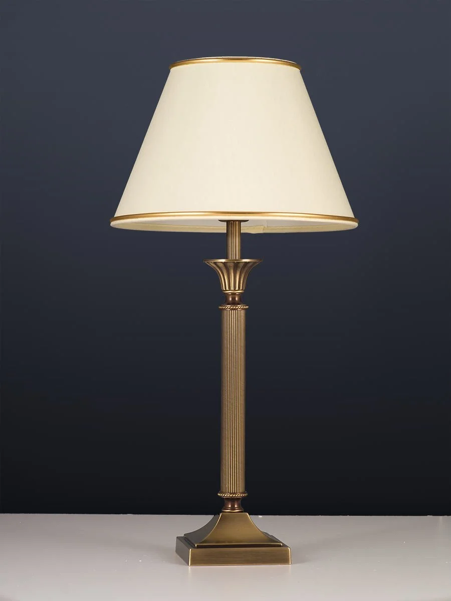 Настільна лампа Vintage Retro Art Nouveau Антична латунь Жовтий тканинний абажур, фото №3