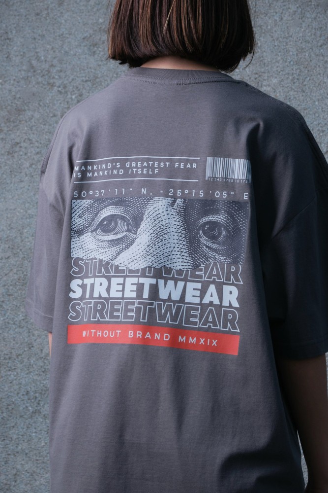 Оверсайз футболка з принтом Without streetwear dark gray, фото №6