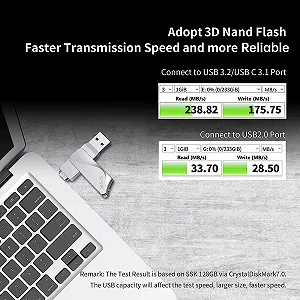 Флеш-накопичувач SSK 256GB USB 3.2 Type C Dual OTG Metal synthetic.ua - Фото 1