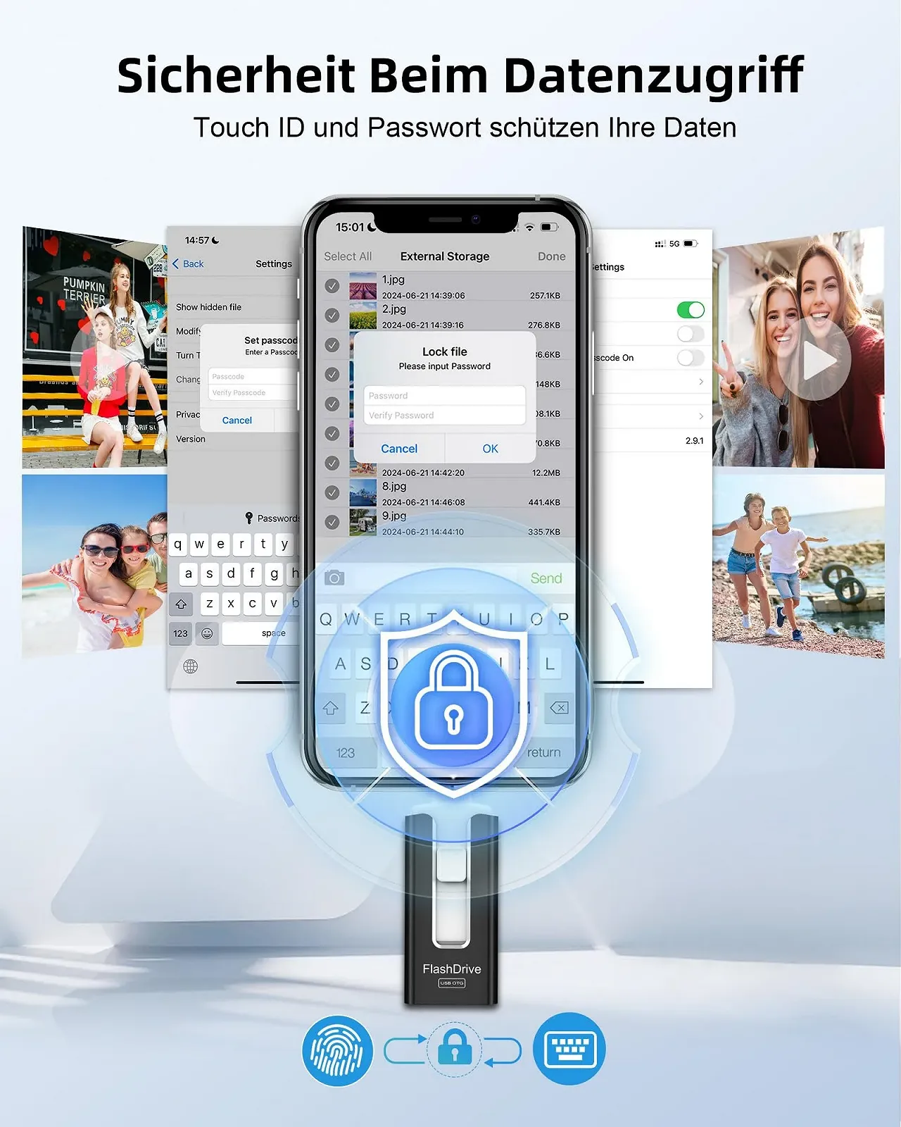 USB-накопичувач GNASEET 256 GB 4 в 1 USB 3.0 High-Speed для Phone/Pad/Android/PC Чорний, фото №6 USB-накопичувач GNASEET 256 GB 4 в 1 USB 3.0 High-Speed для Phone/Pad/Android/PC Чорний, фото №6