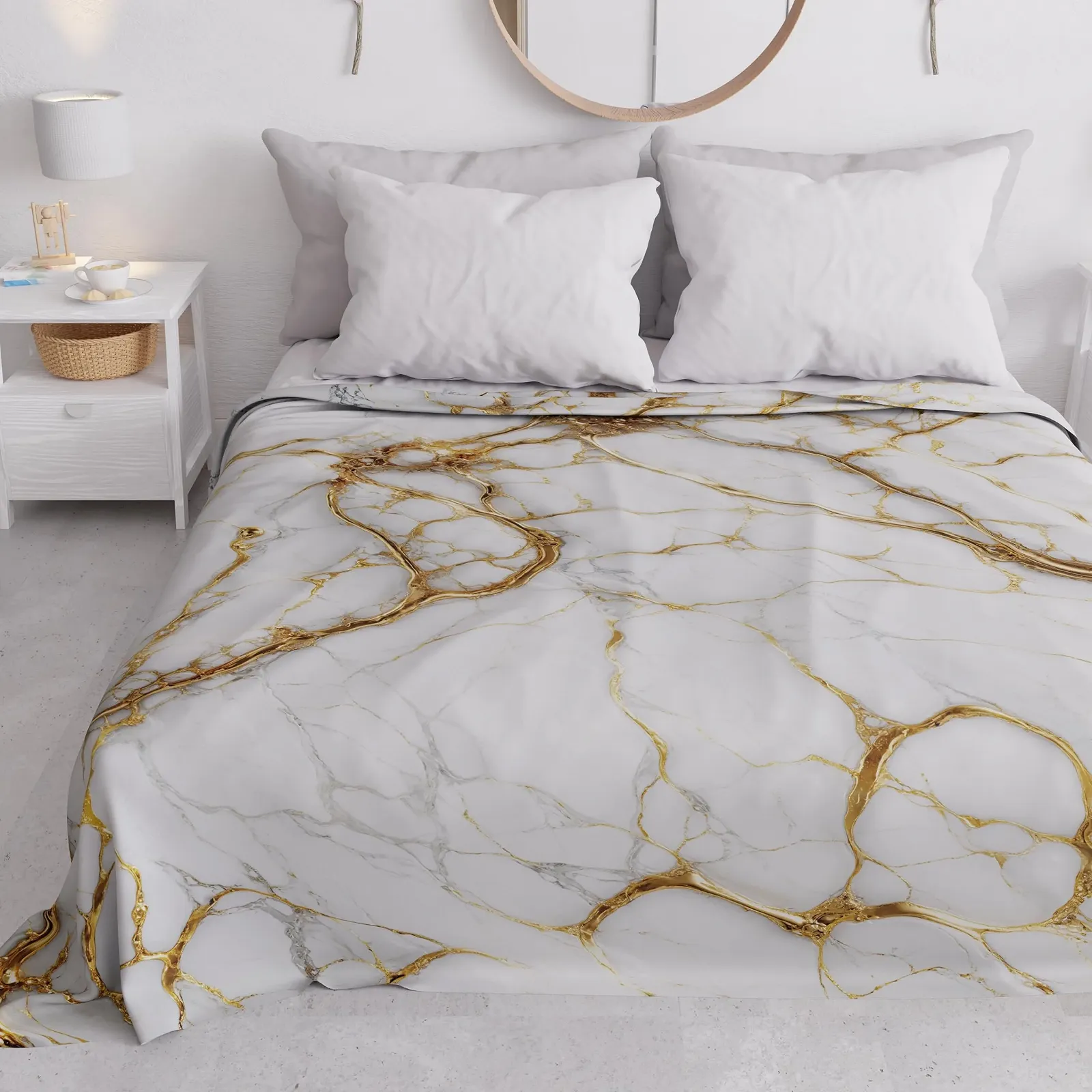 Покривало Двоспальне PETTI Artigiani Italiani Мармур Білий, фото №1 Покривало Двоспальне PETTI Artigiani Italiani Мармур Білий, фото №1