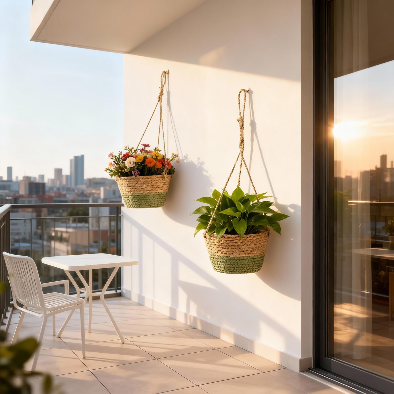 Підвісний кошик Seagrass макраме Набір 2 шт. Плетений з морської трави для рослин, фото №5 Підвісний кошик Seagrass макраме Набір 2 шт. Плетений з морської трави для рослин, фото №5