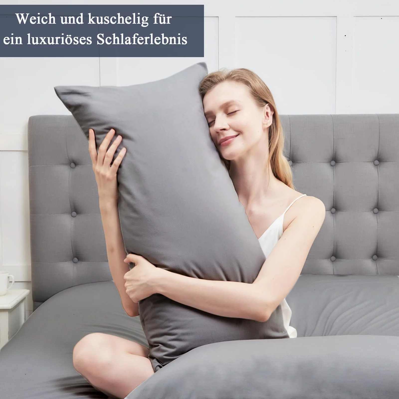 Наволочка Vielit для подушки для сну на боці 40 x 145 см, Набір з 2 наволочок, М'які наволочки, Сірий, фото №2 Наволочка Vielit для подушки для сну на боці 40 x 145 см, Набір з 2 наволочок, М'які наволочки, Сірий, фото №2