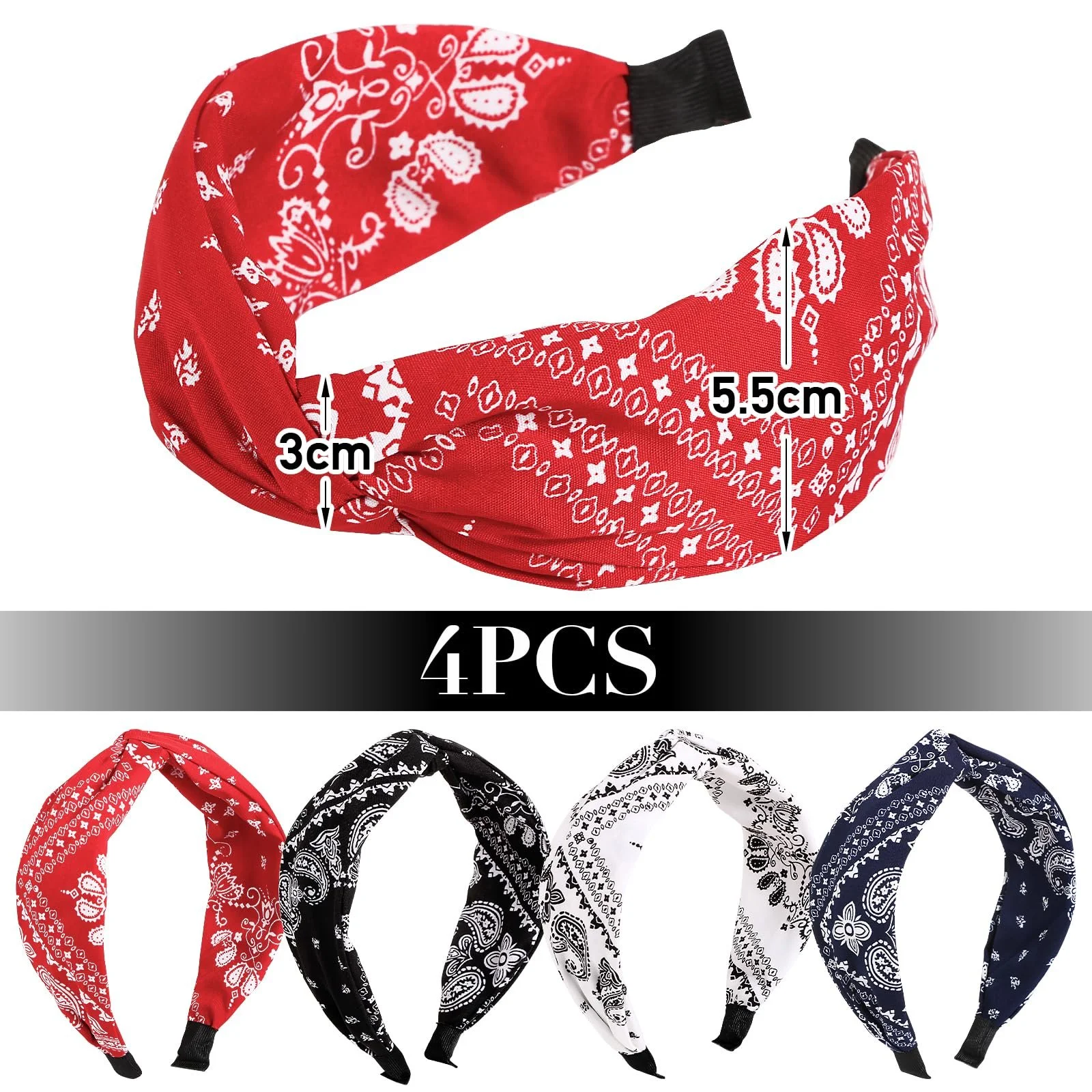 Обруч на голову широка 4 шт вінтажна жіноча, фото №2