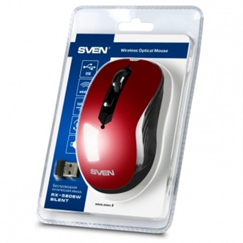 Комп'ютерна мишка бездротова SVEN RX-560SW Red USB, фото №9