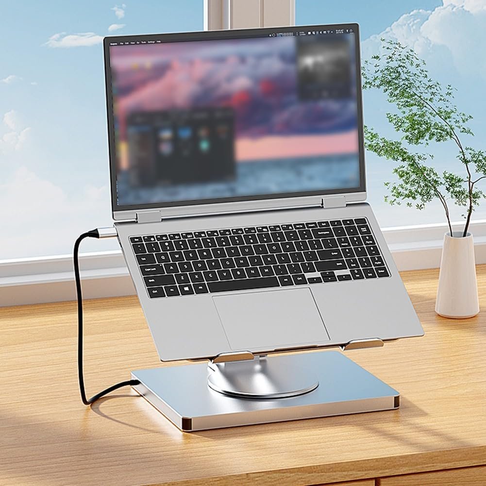 Подставка для ноутбука, док-станция, видеовыход 4K, Gigabit Ethernet, порты USB 3.0, складная, поворотная для рабочего места, фото №6