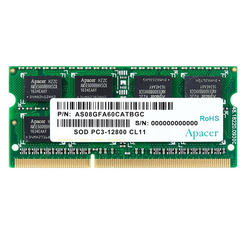 Оперативна пам'ять для ноутбука Apacer SO-DIMM DDR3 4GB 1600MHz PC3-12800, фото №1