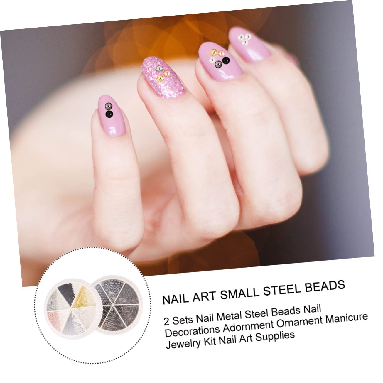 Металлические бусины FRCOLOR 4s	для украшения ногтей, универсальные, подходят для натуральных и искусственных ногтей, фото №2