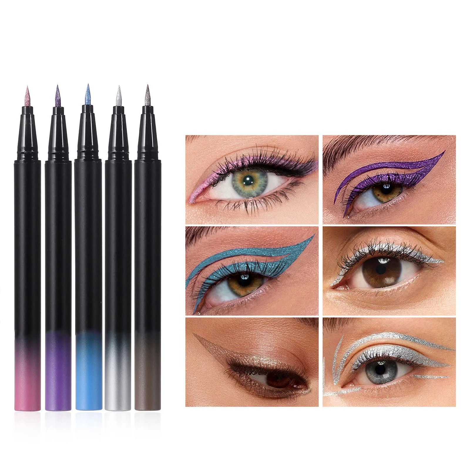 Підводка для очей Glitzernde Liner Auffälliges Mehrfarbiges 5-компонентний набір водостійка, фото №2 Підводка для очей Glitzernde Liner Auffälliges Mehrfarbiges 5-компонентний набір водостійка, фото №2