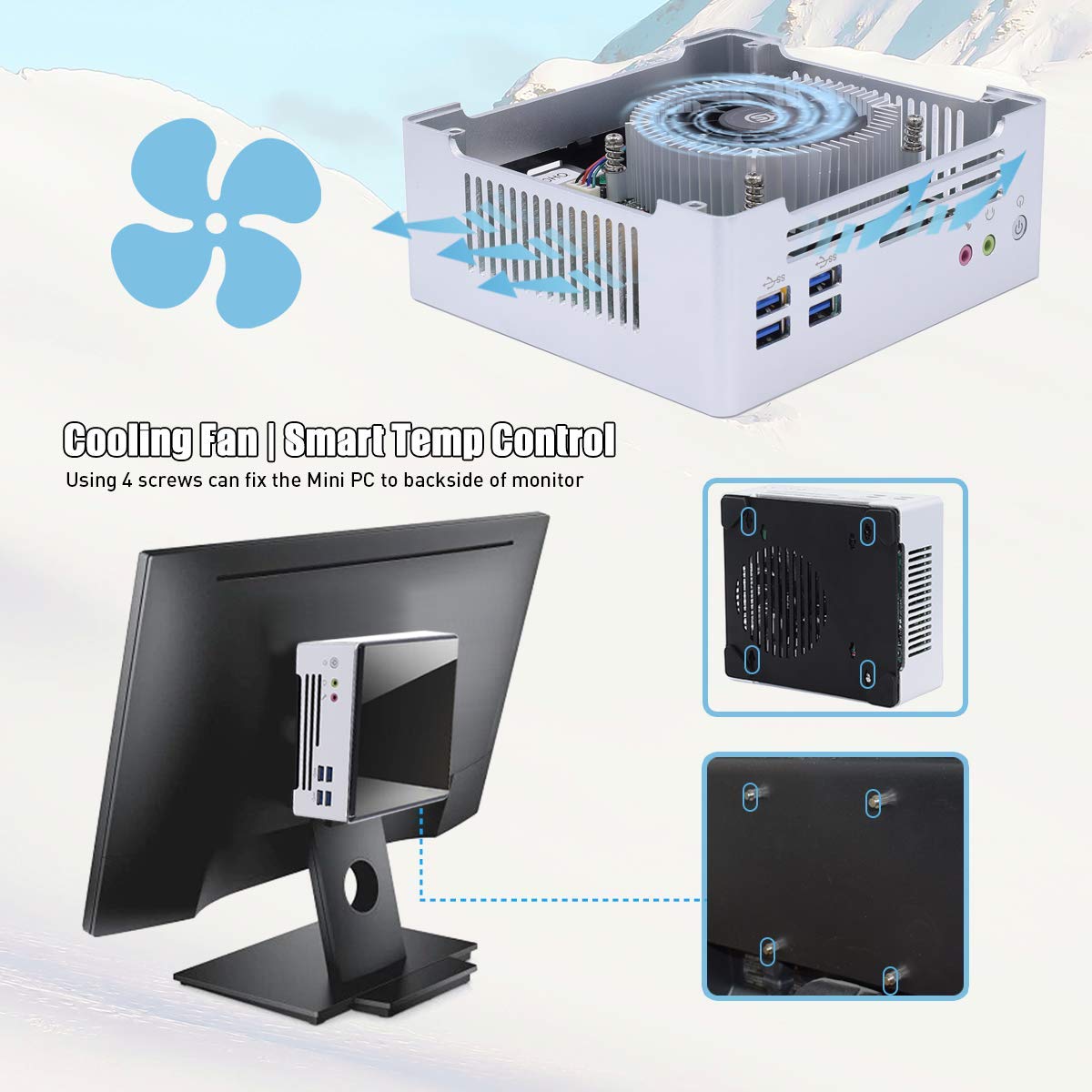 Комп'ютер Mini i9 10880H 64GB RAM 1TB SSD Win 11 Pro DP HD 4K WiFi BT Dual LAN, фото №6