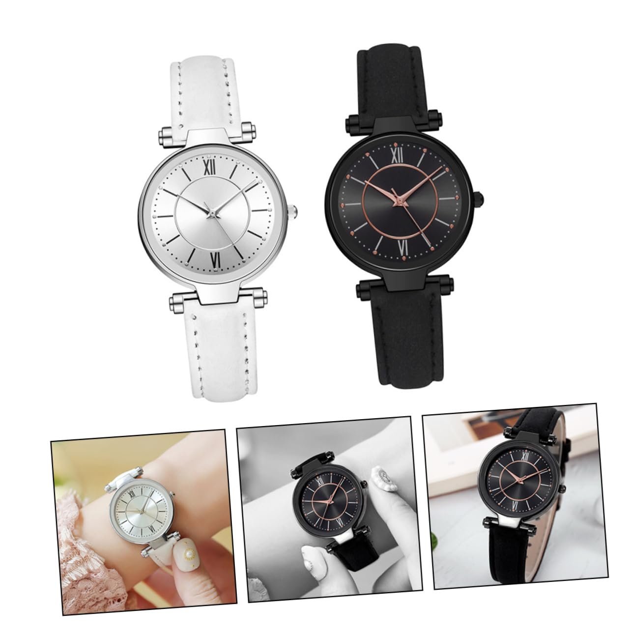 Кварцовий годинник Healvian 2St", жіночий, повсякденний, з імітацією шкіряного ремінця, фото №7