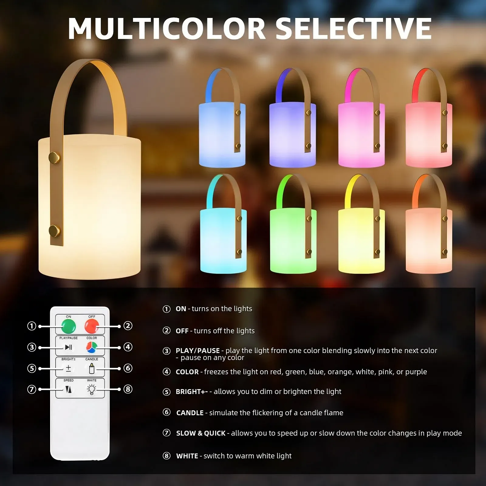 Настільна лампа LED FUYO Акумуляторна Плавне регулювання USB-C Пульт ДК 8 кольорів RGB IP44 Біла Набір з 2 шт., фото №3