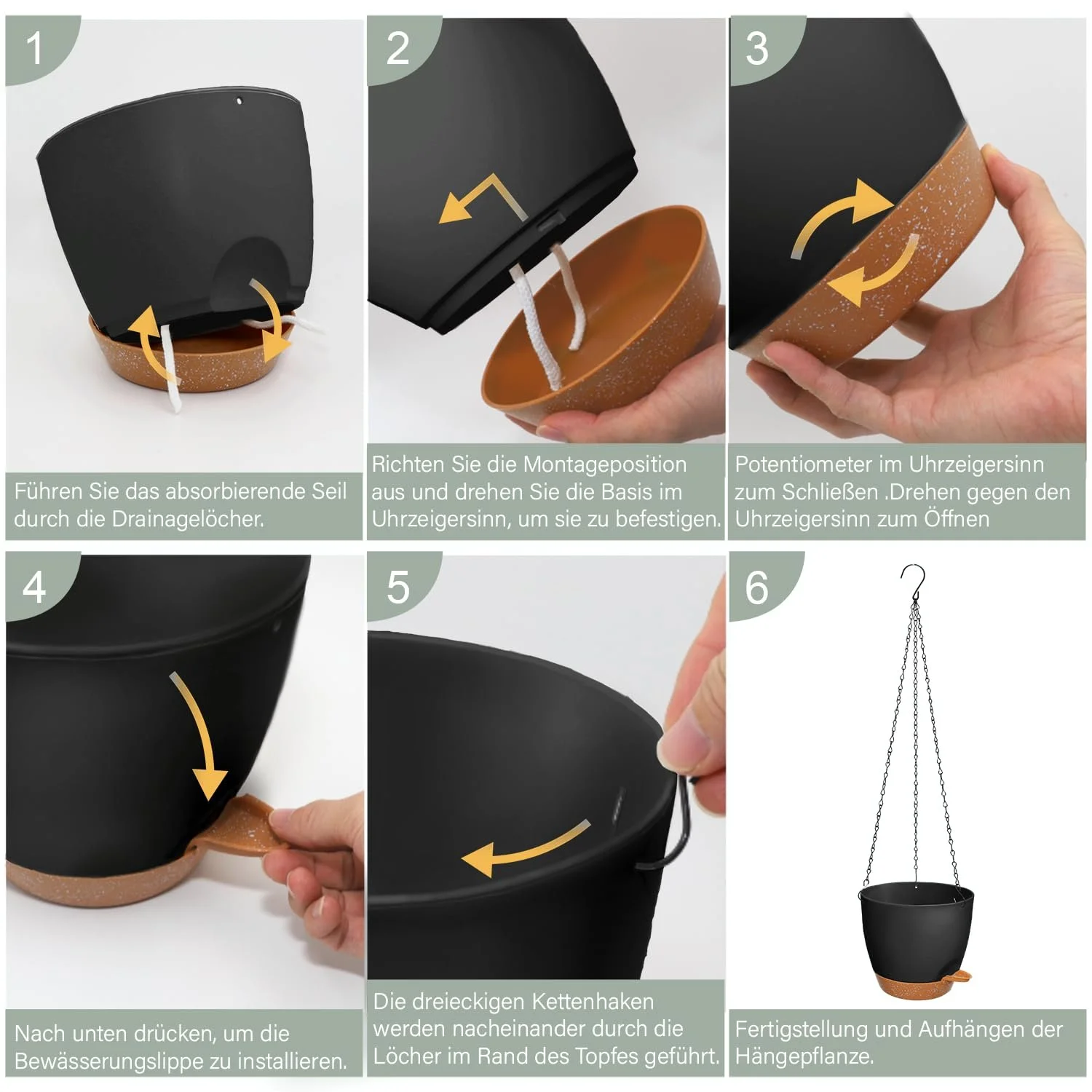 Подвесной горшок для цветов с автополивом Набор 2 шт. Пластик 20.5 см, фото №3