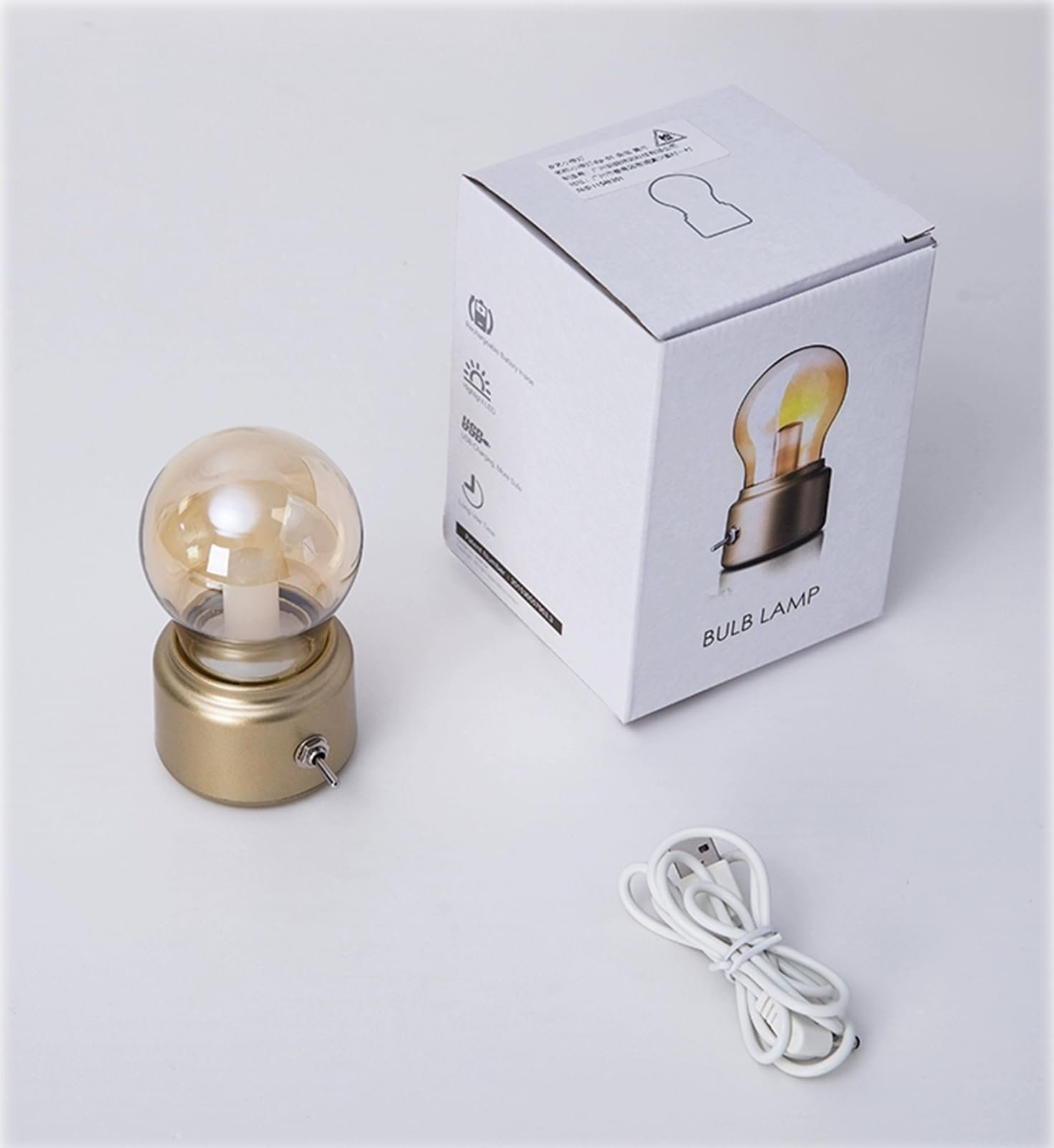 Настільна лампа Retro Mini LED USB акумуляторна вінтажна золотиста, фото №7