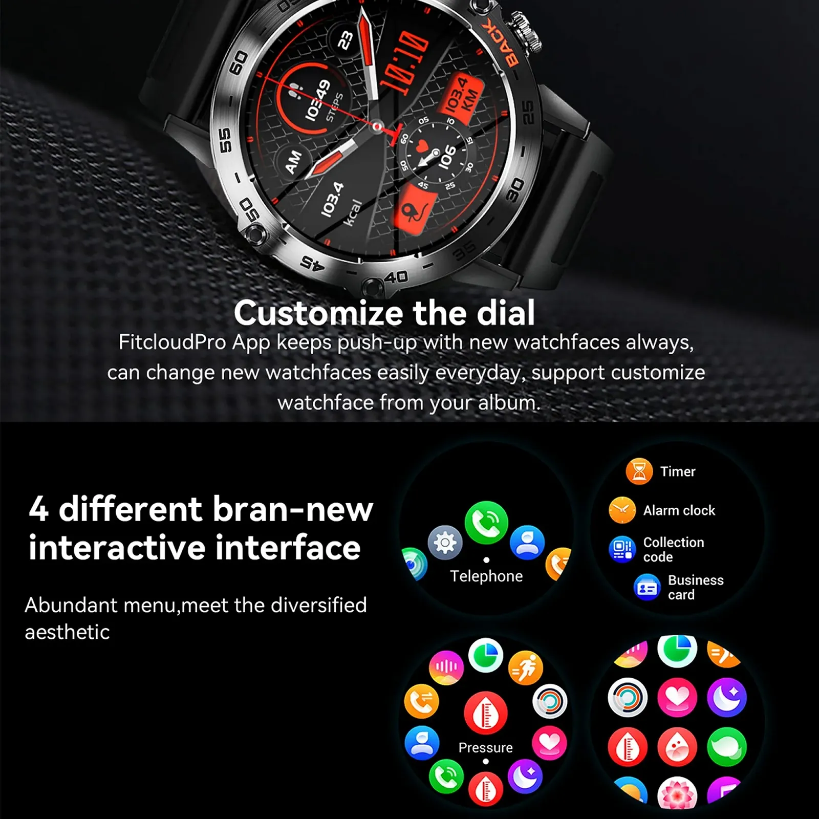 Чоловічий смарт-годинник MYSHUN з функцією телефону, сенсорний екран 1,39 дюйма, водонепроникність 5 ATM, фото №6 Чоловічий смарт-годинник MYSHUN з функцією телефону, сенсорний екран 1,39 дюйма, водонепроникність 5 ATM, фото №6