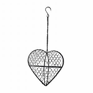 Підвісний кошик Harilla Металевий дротяний у формі серця з ланцюгом та гачком Чорний - Фото 1