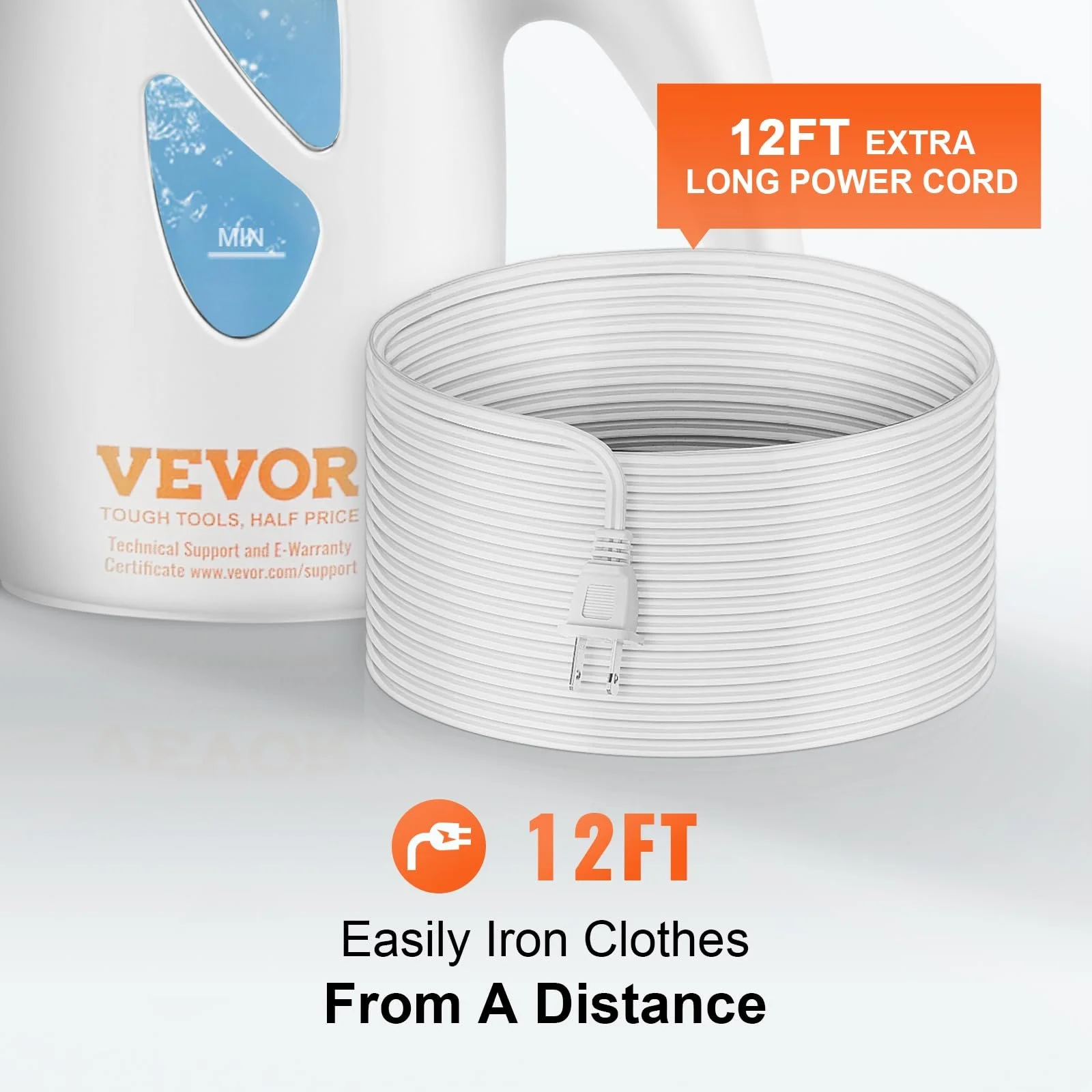 Портативный отпариватель VEVOR 900 Вт 180 мл Белый, фото №7