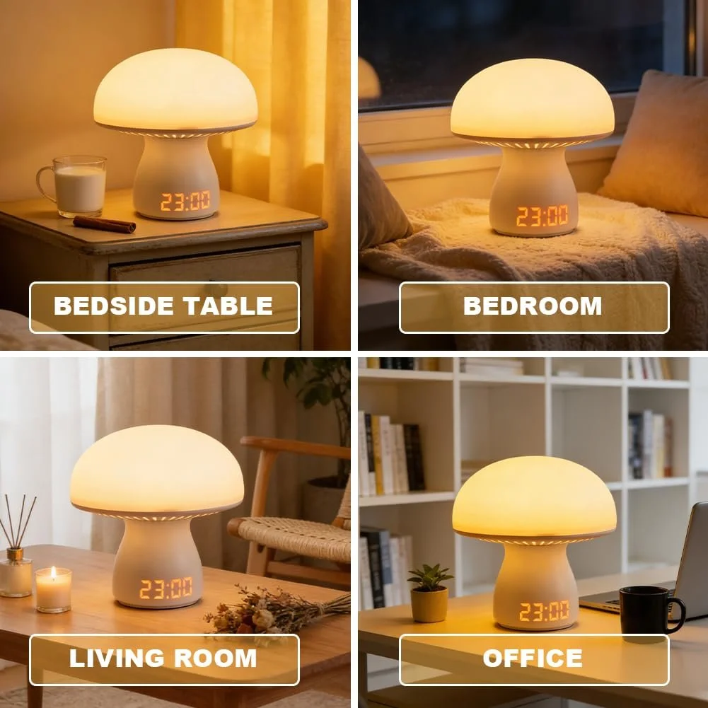 LED Настільна лампа Mushroom Lamp Wireless Touch Dimmable Clock 3600 mAh, фото №7