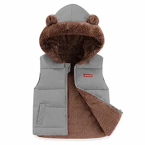 Детский зимний жилет с капюшоном JiAmy для малышей, мальчиков и девочек, стеганый ветрозащитный безрукавный милый жилет с медвежьими ушками, весенне-осенне-зимний жилет для детей от 18 месяцев до 6 лет - Фото 1