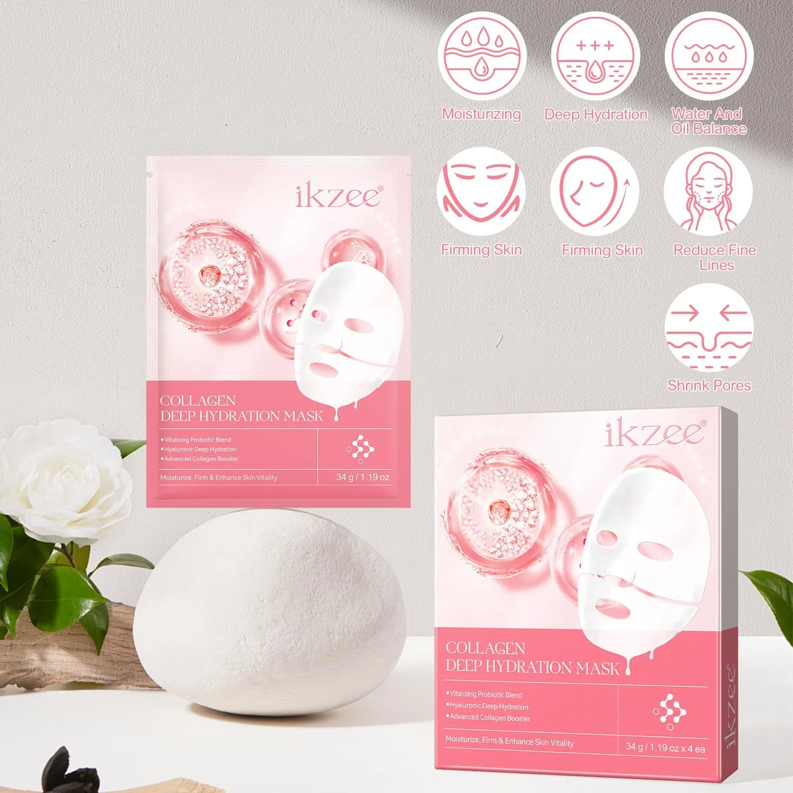 Маска з колагеном Organic, нічна, для обличчя, глибоке зволоження, підвищення пружності (4 шт в упаковці), фото №8