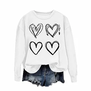 Свитшот Женский Стильный Рождественский 2025 Осень-Зима с принтом, длинными рукавами, круглым вырезом, оверсайз, больших размеров - Фото 1