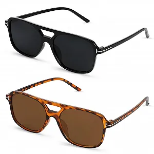 Солнцезащитные очки Ретро 70-х Черный/Серый + Коричневый черепаховый, 2 шт - Фото 1