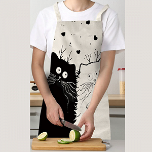 Набор Фартук кухонный Коты и силиконовые крышки synthetic.ua - Фото 1