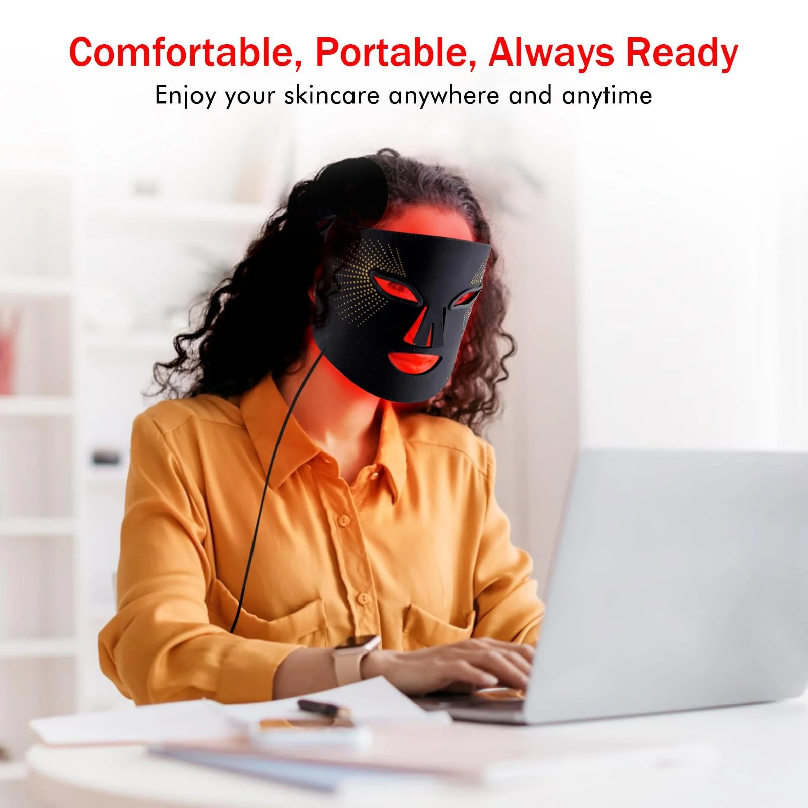 LED Маска USUIELIGHT Світлова терапія 4 Кольори Червоний, фото №6