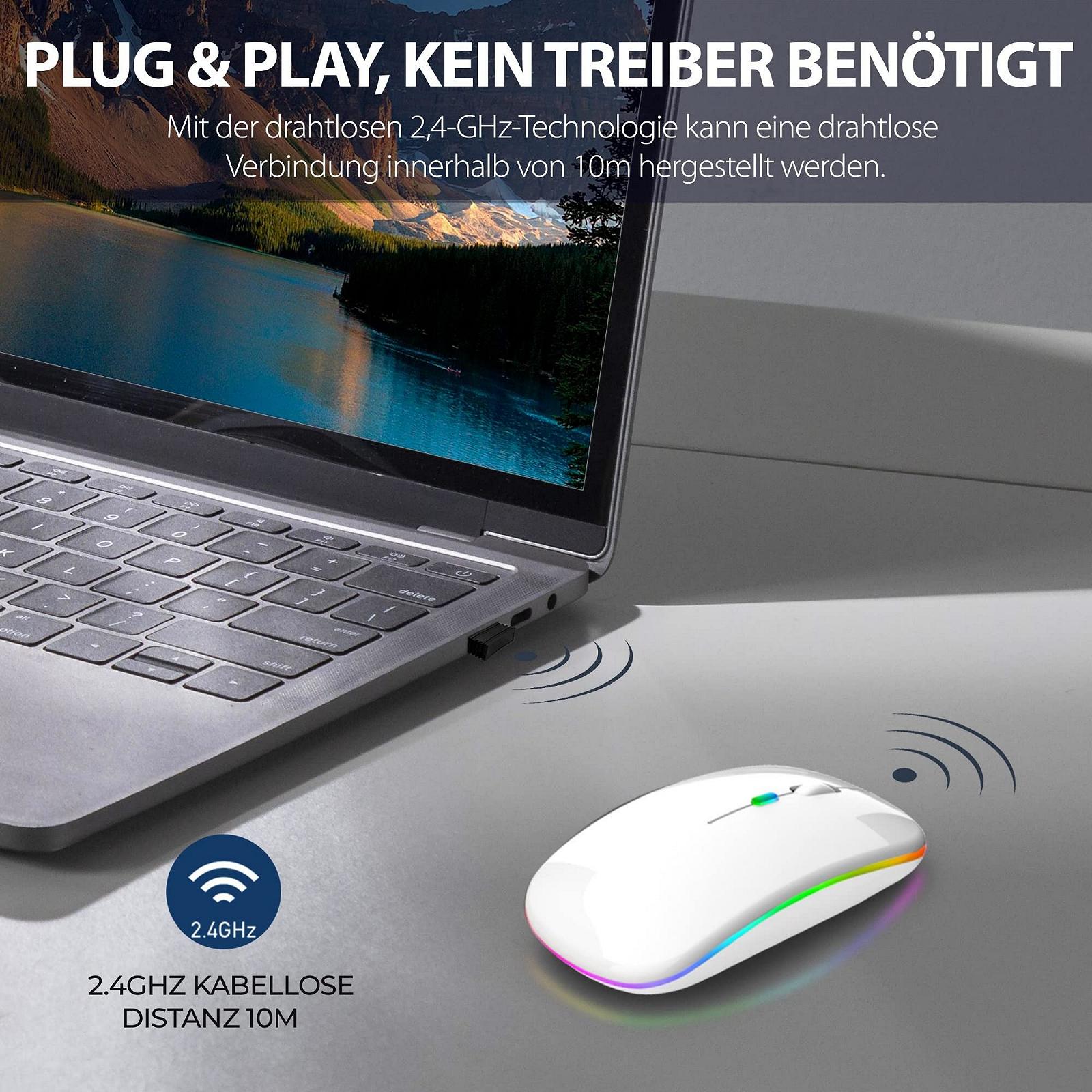 Мышь GLOBAL TECH Беспроводная Перезаряжаемая USB, 2.4G, Белая, фото №5