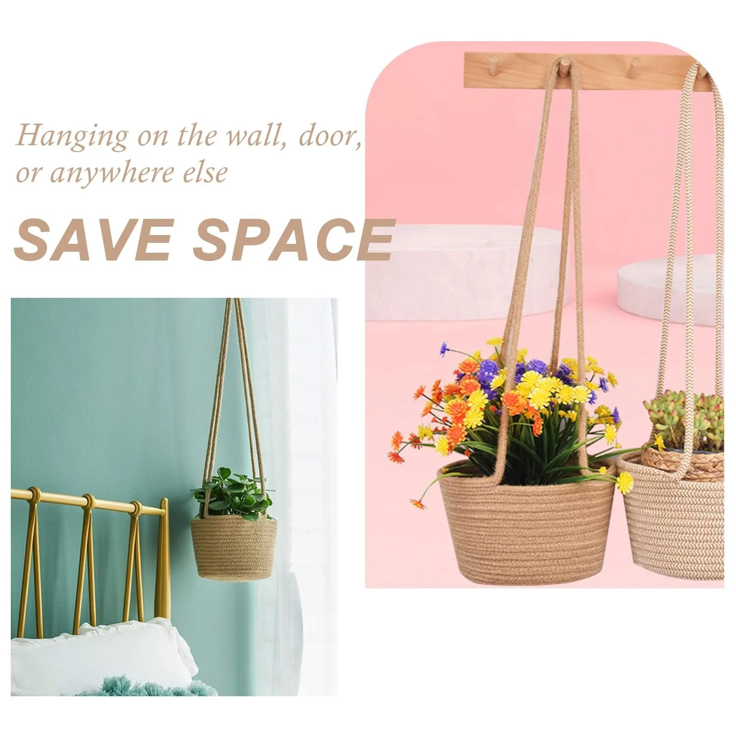 Підвісний кошик для рослин Cotton Rope 14 см, фото №8