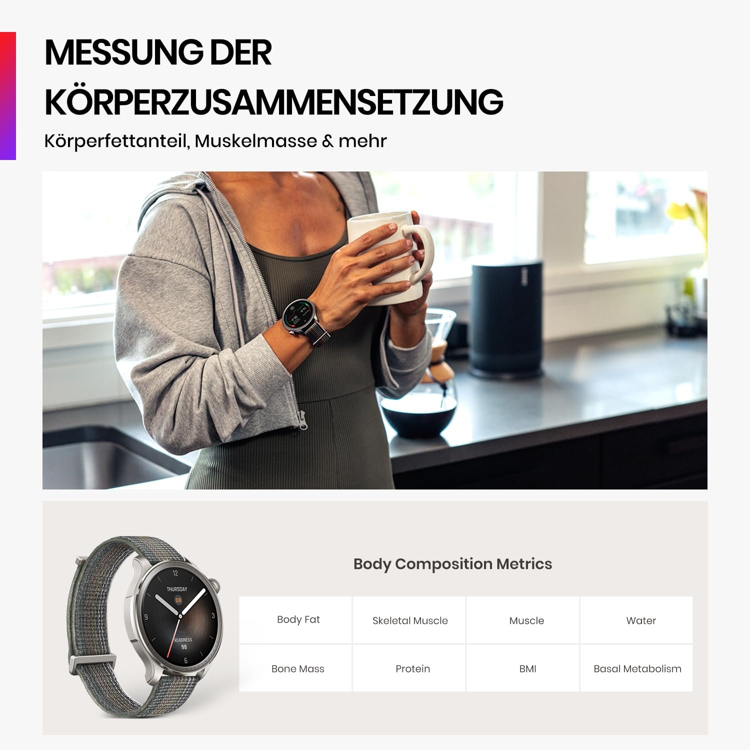 Смарт-годинник Amazfit Balance 46мм, безконтактна оплата NFC, AI фітнес-тренер, 14 днів роботи батареї, моніторинг сну та здоров'я, GPS, 150 спортивних режимів, Bluetooth дзвінки для Android і iPhone, фото №5