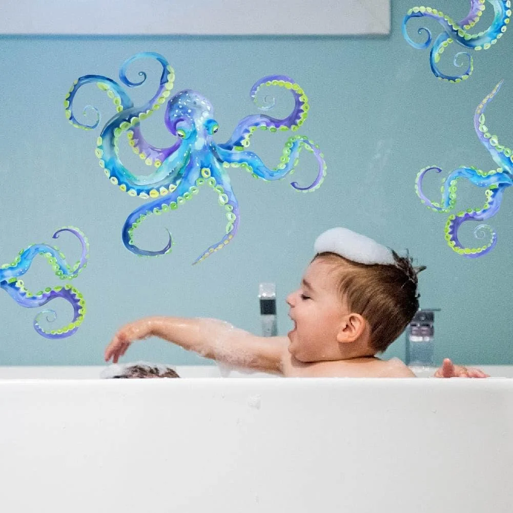 Наклейка на стіну SUPERDANT Teal Octopus Вінілова самоклеюча Бірюзовий, фото №3