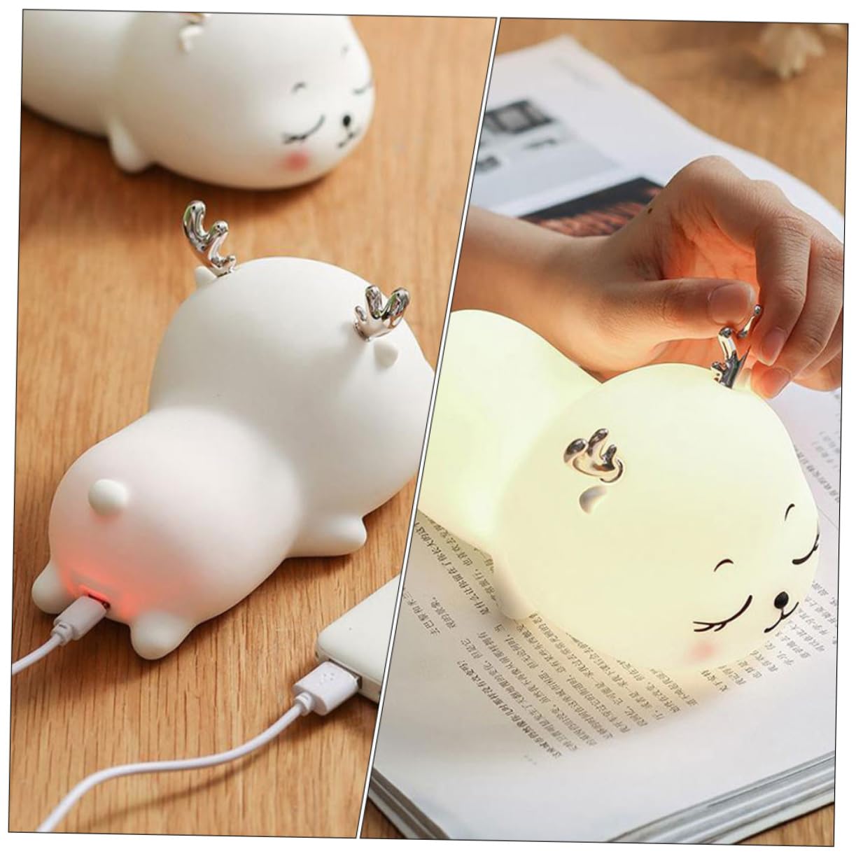 Лампа Abaodam Little Milk Deer LED USB Силикон Белый, фото №4