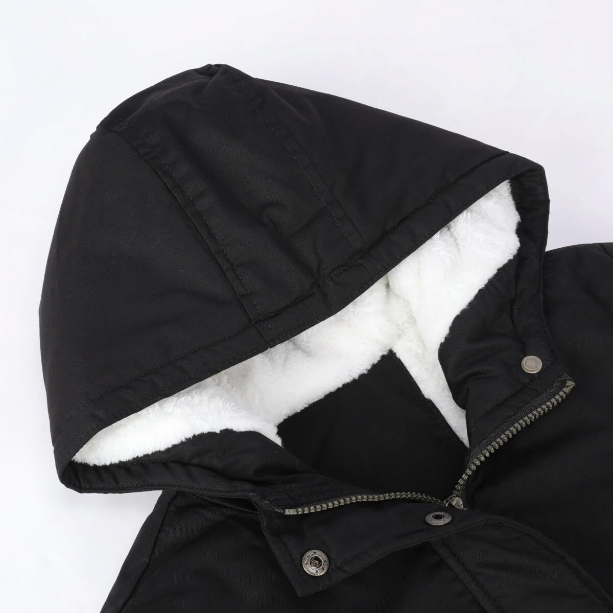 Пальто YYNUDA Зимове, утеплене, середньої довжини, парка з хутряним капюшоном, товсте, фото №3