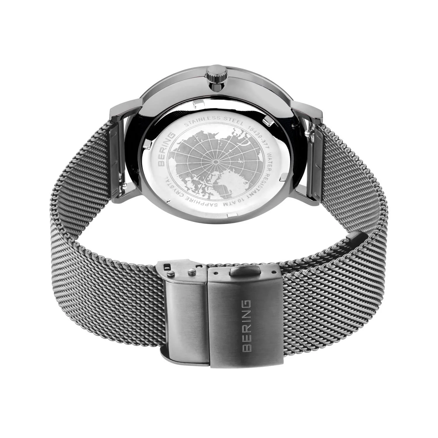 Часы солнечные BERING Мужские, 39 мм, корпус из нержавеющей стали, циферблат, миланский браслет, сапфировое стекло, 10 ATM, 15439, фото №6 Часы солнечные BERING Мужские, 39 мм, корпус из нержавеющей стали, циферблат, миланский браслет, сапфировое стекло, 10 ATM, 15439, фото №6