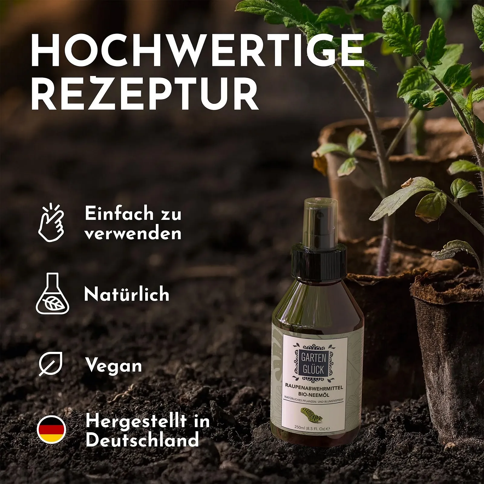 Спрей від гусениць та комах GARTEN GLÜCK CATERPILLAR REPELLENT органічний 250 ml, фото №5