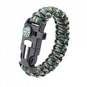 Браслет Paracord YzoTek Survival, камуфляжний, 5 в 1, компас, кресало, скребок, свисток, нейлон - Фото 1