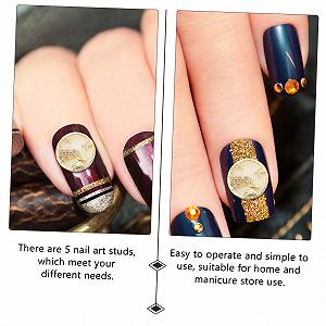 Украшения для ногтей Водолей, набор 5 шт. Металлические заклепки, блестки, драгоценные камни, наклейки знака зодиака Водолей synthetic.ua - Фото 1