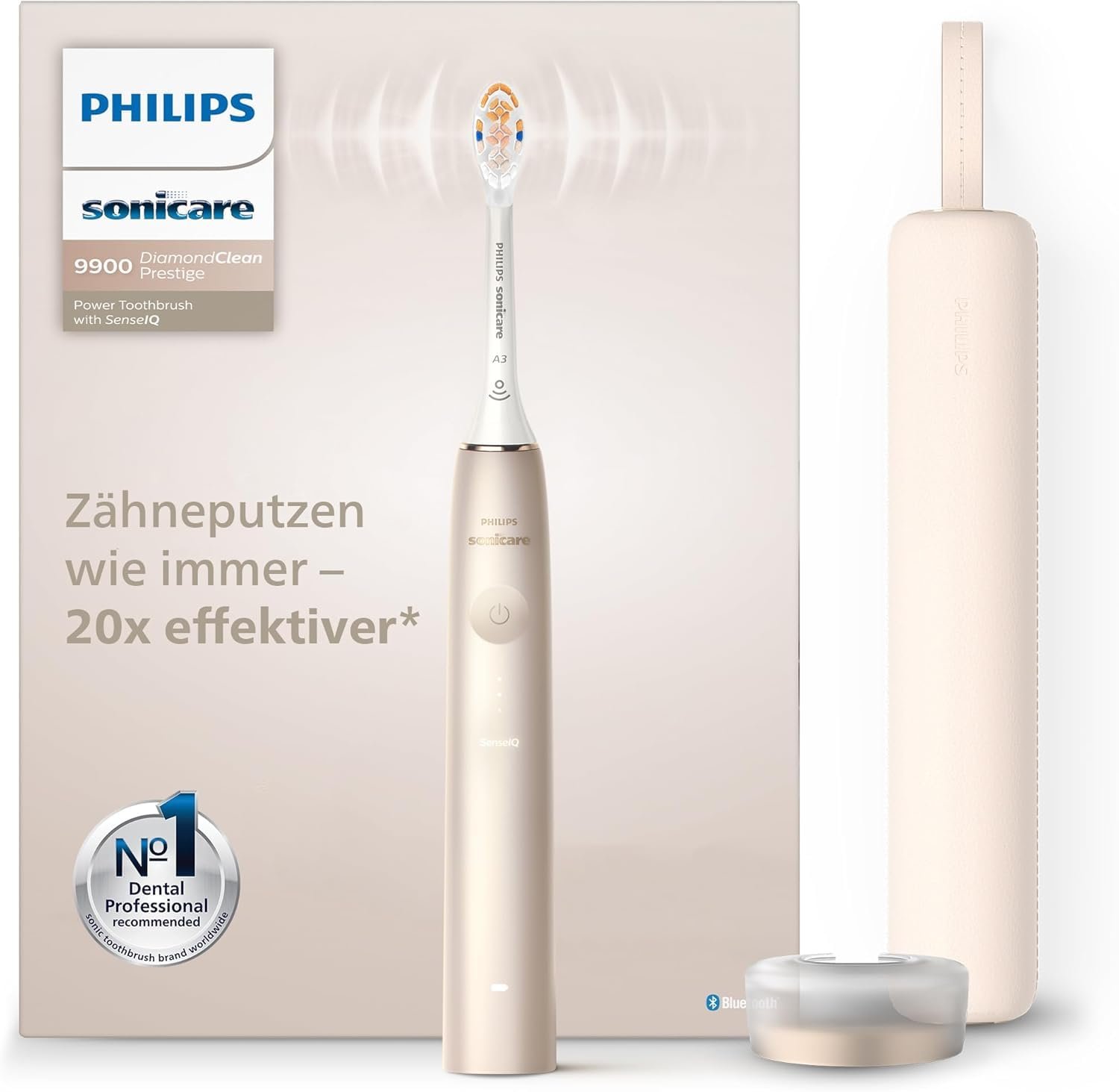 Зубная щетка Philips Sonicare Prestige 9900 HX9992/11 с SenseIQ, насадка All-in-One, искусственный интеллект, шампань, фото №1