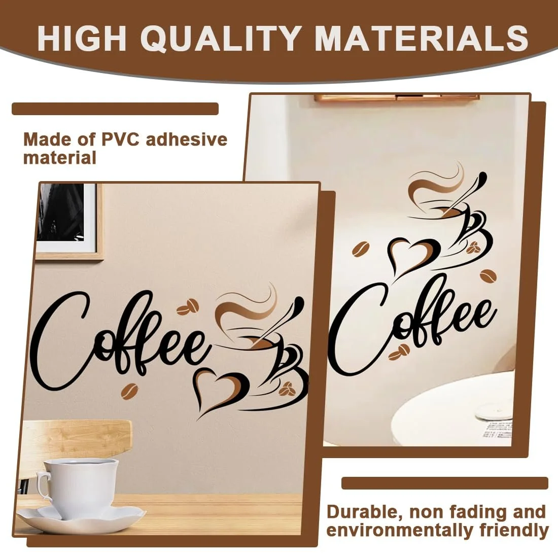 Наклейка на стену Coffee Beans коричневая 1 шт., фото №4