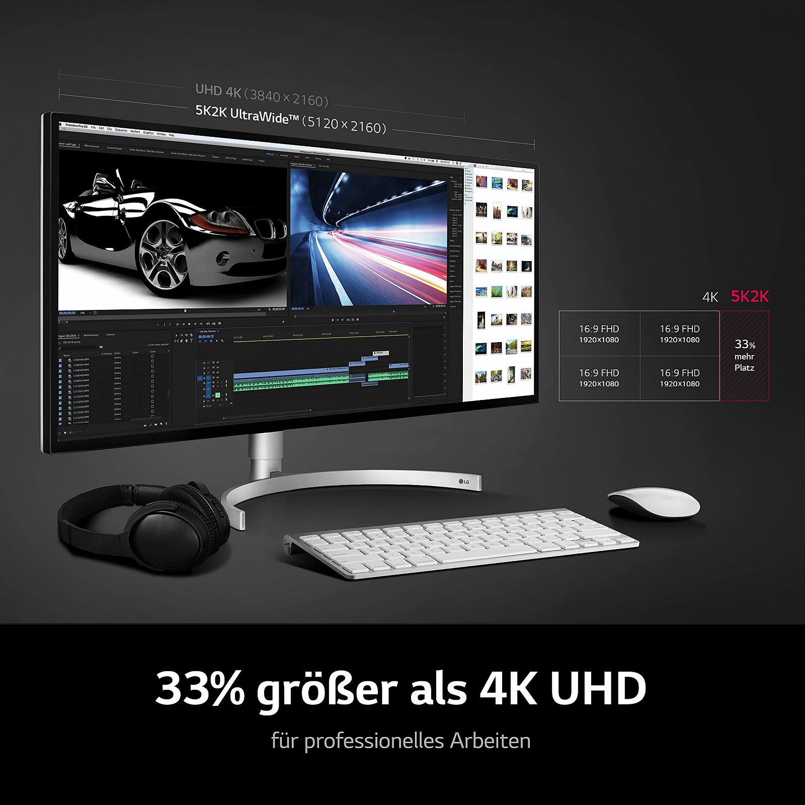 Монітор LG UltraWide Ultrafine 34WK95U 5K 86.36 см Nano IPS VESA Display HDR 600 Thunderbolt 3 Чорний/Білий, фото №3