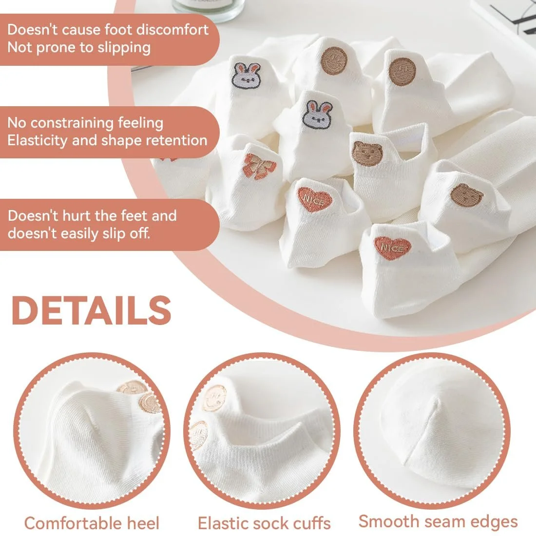 Спортивные носки Женские 35-38, 5 пар Белые носки, Хлопковые носки, Забавные носки, Носки со смайликами, для повседневного использования Спорт, Тренажеры (Сердце, Кролик, Медведь, Смайлик, Бант), фото №3 Спортивные носки Женские 35-38, 5 пар Белые носки, Хлопковые носки, Забавные носки, Носки со смайликами, для повседневного использования Спорт, Тренажеры (Сердце, Кролик, Медведь, Смайлик, Бант), фото №3