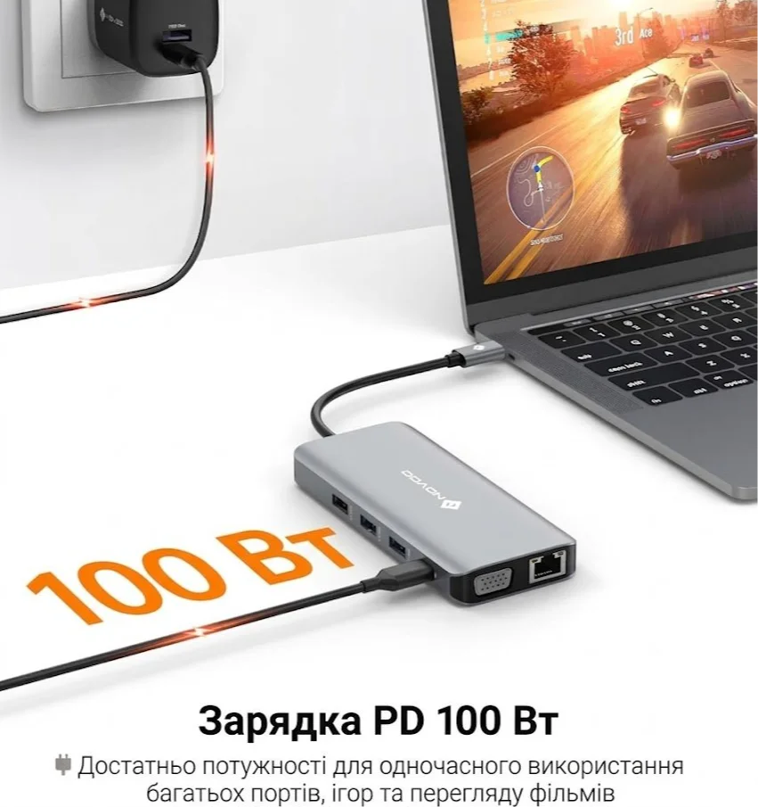 Док-станція NOVOO 11 в 1 універсальна для ноутбука, фото №6