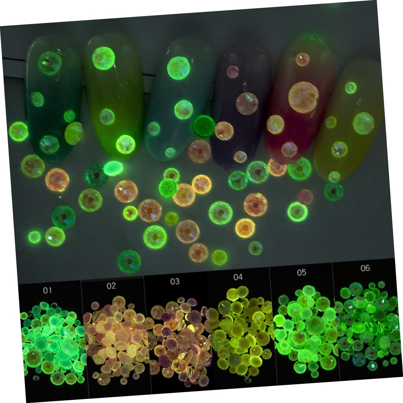 Стразы для ногтей MAGICLULU, 3 упаковки по 6 шт., 3D украшения для ногтей, самоклеящиеся стразы, рождественские украшения для ногтей, украшения для маникюра, стеклянные плоские стразы, дрель для ногтей, украшения из камней для ногтей, фото №3